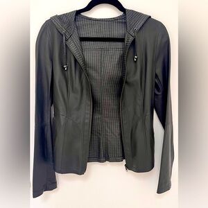 NWOT Genuine Turkish Leather Reversible Hooded Jacket Gray Size Small